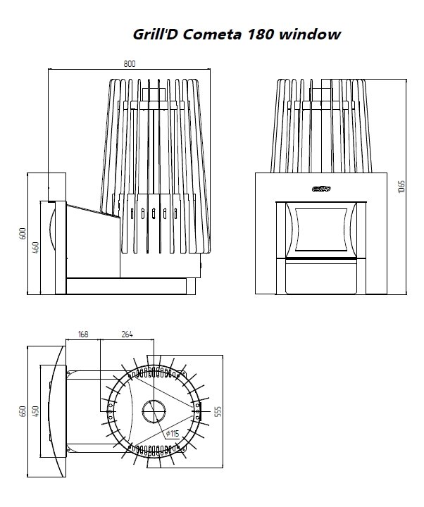 Банная печь Grill'D Cometa 180 Vega Window grey